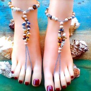 Rock Chips and Wood Barefoot Sandals